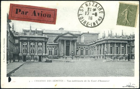 Stamp of France 1918 (17.08) Premier Vol Paris - Le Mans - St. Naz
