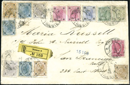 Stamp of Austria 1903 Registered Envelope from TRIESTE 5 7.2.03 to 