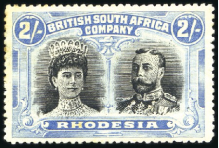 Stamp of Rhodesia 1910-13 Double Head 2s black and dull-blue, perf. 