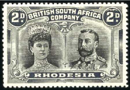 Stamp of Rhodesia 1910-13 Double Head 2d black and grey-black, perf.