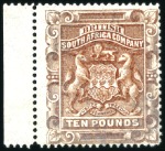 Stamp of Rhodesia 1892-93 Coat of Arms £2 rose-red, £5 sage-green, £