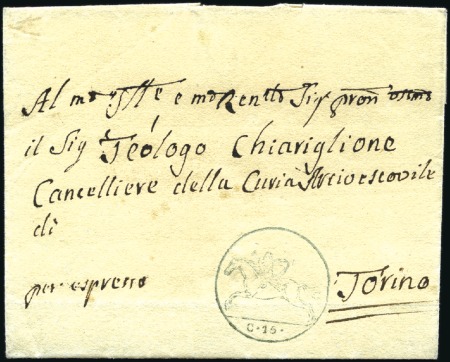 Stamp of Italian States » Sardinia 1819 CAVALLINI: 15c blue postal stationery from Ca