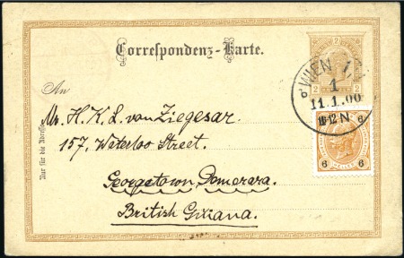 Stamp of Austria 1900 Postal stationery card 2Kr in currency mixed 