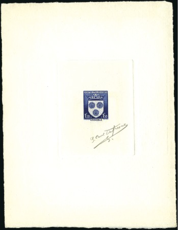 Stamp of France 1942 Blason Grenoble, épreuve d'artiste en bleu si