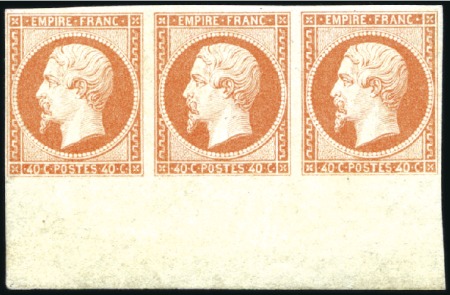 Stamp of France 1853 40c Empire non dentelé, exceptionnelle bande