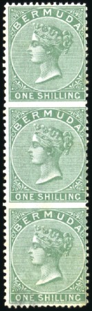 Stamp of Bermuda 1865-1903 Crown CC 1s green, perf. 14, mint vertic