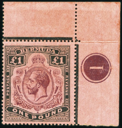Stamp of Bermuda 1918-22 Wmk Multiple Crown CA £1 purple and black 