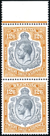 Stamp of Bermuda 1937 Postal Fiscal: Multiple Script CA 12s6d grey 