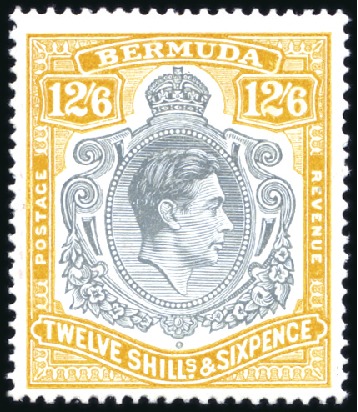 Stamp of Bermuda 1938-53 Wmk Multiple Crown CA 12s6d grey and yello