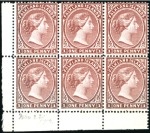 Stamp of Falkland Islands 1882 Wmk Crown CA 1d dull claret and 4d grey-black