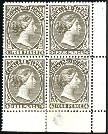 Stamp of Falkland Islands 1882 Wmk Crown CA 4d grey-black, unused without gu