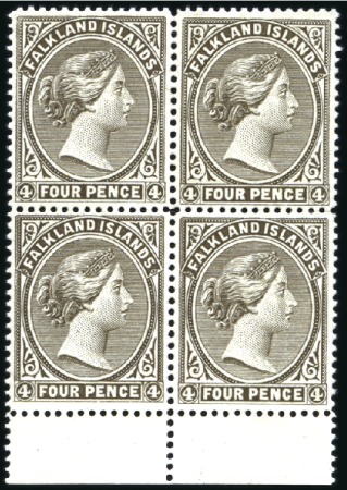 Stamp of Falkland Islands 1882 Wmk Crown CA 4d grey-black, unused without gu