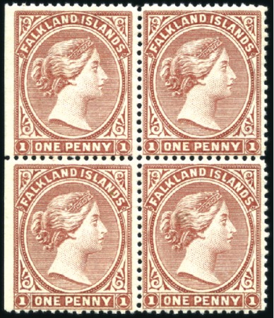 Stamp of Falkland Islands 1885-91 Wmk Crown CA 1d brownish claret, mint, blo