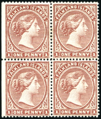 Stamp of Falkland Islands 1885-91 Wmk Crown CA 1d brownish claret, mint, blo
