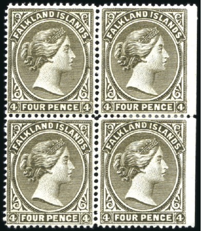 Stamp of Falkland Islands 1885-91 Wmk Crown CA 4d grey-black, unused without