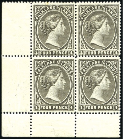 Stamp of Falkland Islands 1891-1902 Wmk Crown CA 4d brownish black, mint, bo