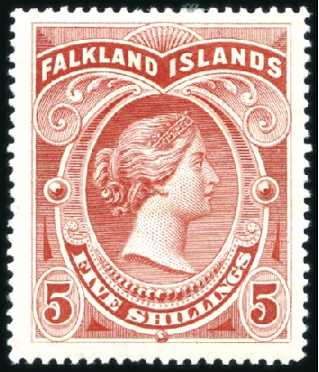Stamp of Falkland Islands 1898 Wmk Crown CC 2s6d deep blue & 5s red, mint, f