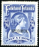 Stamp of Falkland Islands 1898 Wmk Crown CC 2s6d deep blue & 5s red, mint, s