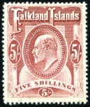Stamp of Falkland Islands 1904-12 Wmk Crown CA 1/2d to 5s complete mint set 