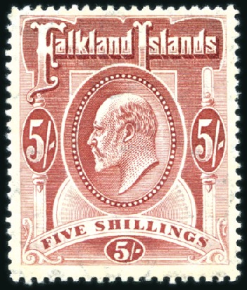 Stamp of Falkland Islands 1904-12 Wmk Crown CA 1/2d to 5s complete mint set 
