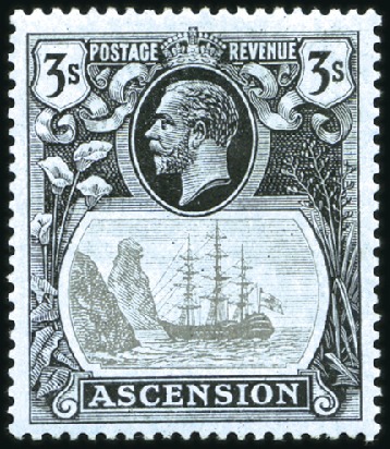 Stamp of Ascension 1924-33 Wmk Script CA 3s grey-black and black on b