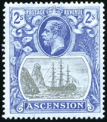 Stamp of Ascension 1924-33 Wmk Script CA 2s grey-black and blue on bl