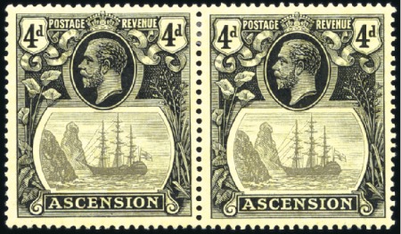 Stamp of Ascension 1924-33 Wmk Script CA 4d grey-black and black on y