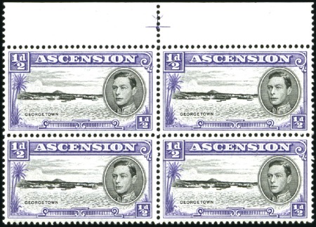 Stamp of Ascension 1938-53 Wmk Multiple Script CA 1d black and yellow