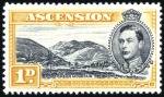 Stamp of Ascension 1938-53 Wmk Multiple Script CA 1d black and yellow