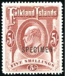 Stamp of Falkland Islands 1904-12 Wmk Crown CA 1/2d to 5s complete set of ei