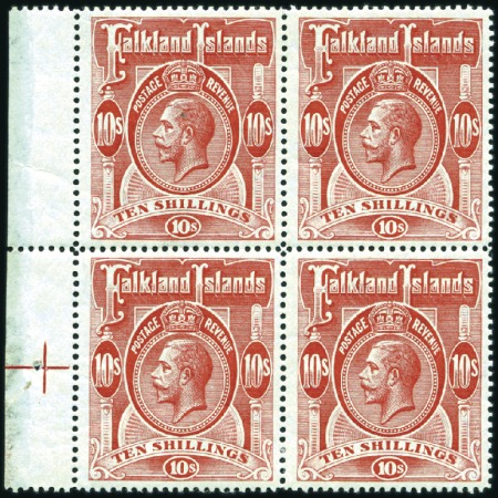 Stamp of Falkland Islands 1912-20 Wmk Multiple Crown CA 10s red on green, mi
