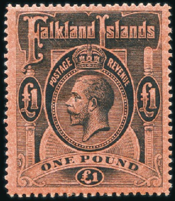 Stamp of Falkland Islands 1912-20 Wmk Multiple Crown CA 1/2d to £1, complete