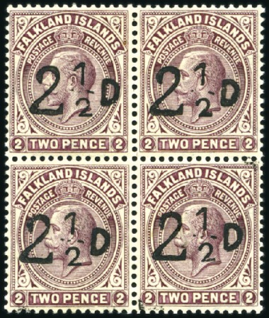 Stamp of Falkland Islands 1928 Provisional 2 1/2d on 2d purple-brown mint bl