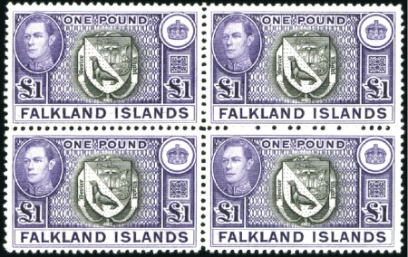 Stamp of Falkland Islands 1938-50 Wmk Multiple Script CA 1/2d to £1 complete