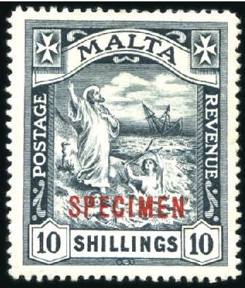 Stamp of Malta 1919 Multiple Crown CA 10s black, mint, showing SP