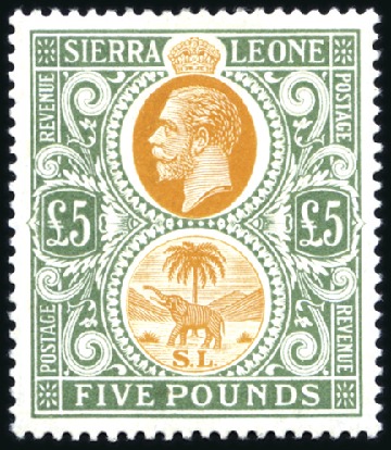 Stamp of Sierra Leone 1921-27 Wmk Multiple Script CA £5 orange and green