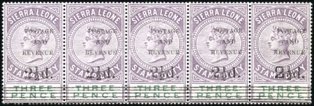 Stamp of Sierra Leone 1897 Stamp Duty Provisional 2 1/2d on 3d in strip 