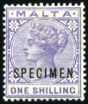 Stamp of Malta 1885-90 Crown CA 1/2d to 1s, mint, all showing SPE