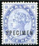 Stamp of Malta 1885-90 Crown CA 1/2d to 1s, mint, all showing SPE