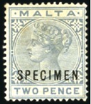 Stamp of Malta 1885-90 Crown CA 1/2d to 1s, mint, all showing SPE