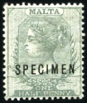 Stamp of Malta 1885-90 Crown CA 1/2d to 1s, mint, all showing SPE