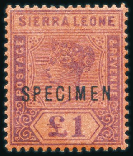 Stamp of Sierra Leone 1896-97 Wmk Crown CA 1/2d to £1 with SPECIMEN ovpt