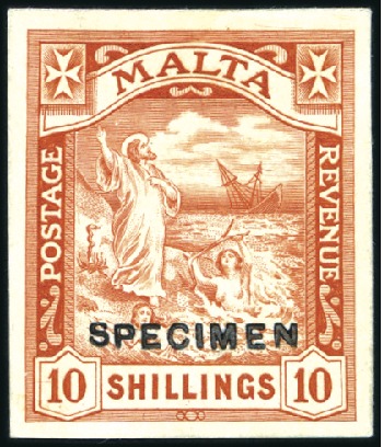 Stamp of Malta 1914-21 Multiple Crown CA 2s6d brown & 10s orange,