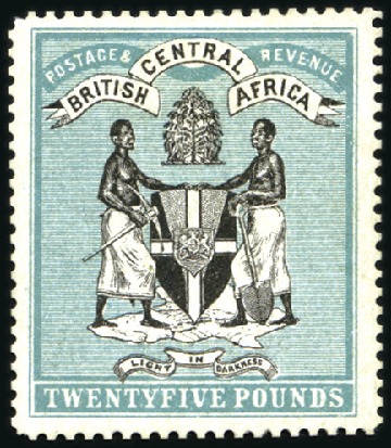 Stamp of Nyasaland » British Central Africa 1895 No Wmk £25 black and blue-green, unused, smal