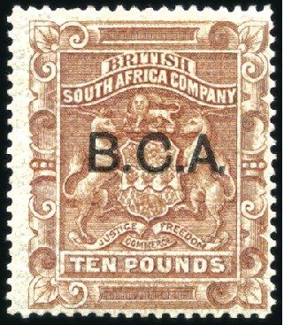 Stamp of Nyasaland » British Central Africa 1891-95 BCA £10 brown, unused, part original gum d