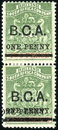 Stamp of Nyasaland » British Central Africa 1895 BCA 'ONE PENNY' on 2d sea-green and vermilion
