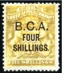 Stamp of Nyasaland » British Central Africa 1895 BCA 3s on 4s grey-black and vermilion, 4s on 