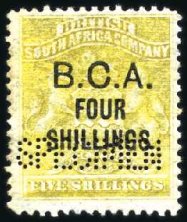 Stamp of Nyasaland » British Central Africa 1895 BCA 3s on 4s grey-black and vermilion, 4s on 
