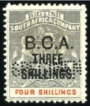 Stamp of Nyasaland » British Central Africa 1895 BCA 3s on 4s grey-black and vermilion, 4s on 