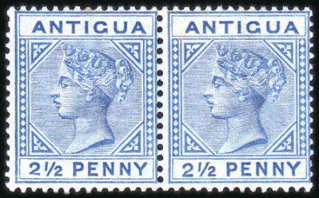 Stamp of Antigua & Barbuda 1887 2 1/2d Ultramarine with variety large "2" in 
